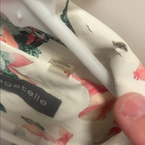 Bagatelle Women's Floral Leather Jacket - Cream and Pink - Picture 3 of 10